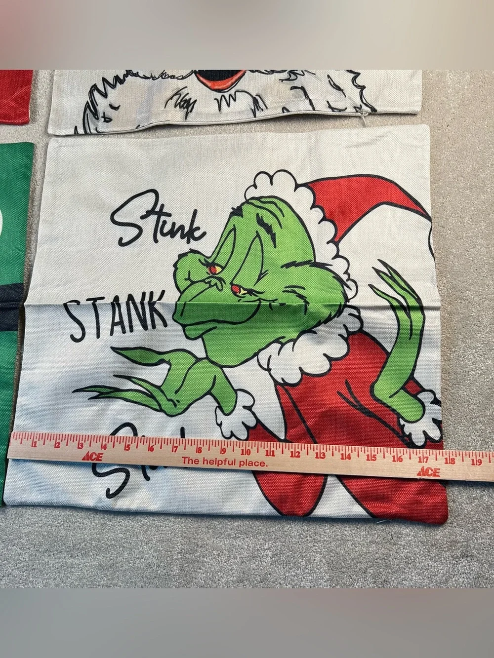 Christmas Pillow Covers Set of 4 Santa Grinch Woven